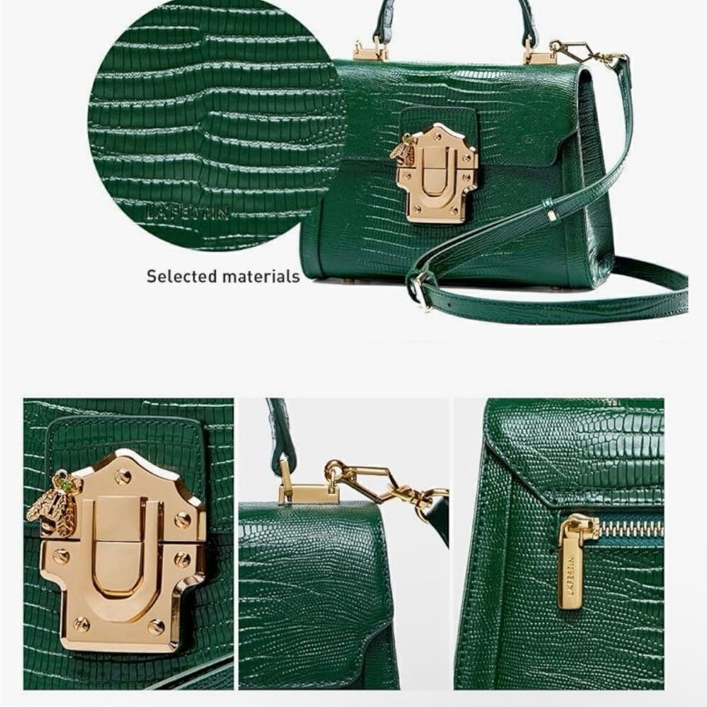 ♥️ LA'FESTIN Green mini Kelly “style”
leather cross body purse, gold hardware - Picture 8 of 15